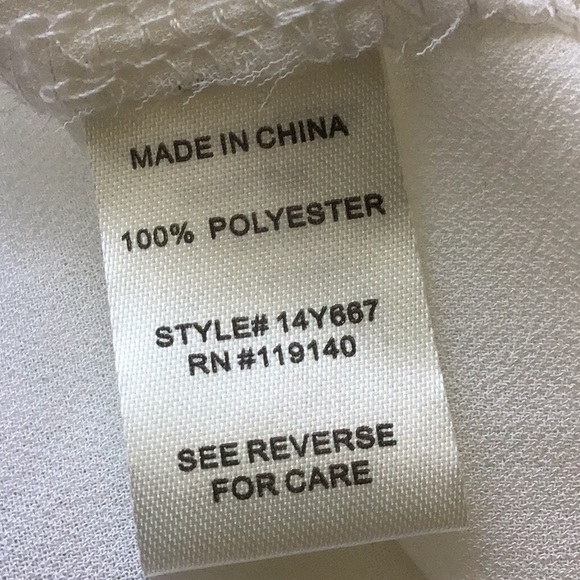 Double Zero Back Button Embroidered Cuff White Top - Picture 5 of 5